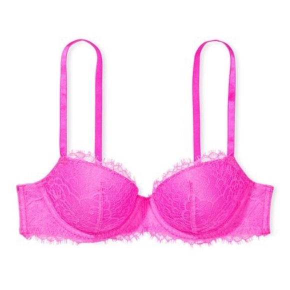 Victoria’s Secret DREAM ANGELS Lightly Lined Lace Demi Bra 34DDD Pink Berry 34F - Picture 3 of 9
